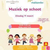 Afbeelding: flyer muziek op schoot